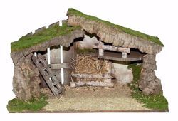 Immagine di Capanna Presepe cm 16 (63 inch) Villaggio Euromarchi in Legno Sughero Muschio fatto a mano 