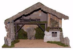 Picture of Stable cm 30 (118 inch) handmade Euromarchi Nativity Village setting in Wood Cork Moss 