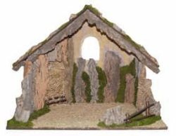 Picture of Stable cm 45 (18 inch) handmade Euromarchi Nativity Village setting in Wood Cork Moss 
