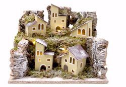 Immagine di Paesaggio con luci cm 10 (39 inch) Villaggio Presepe Euromarchi in Legno Sughero Muschio fatto a mano 