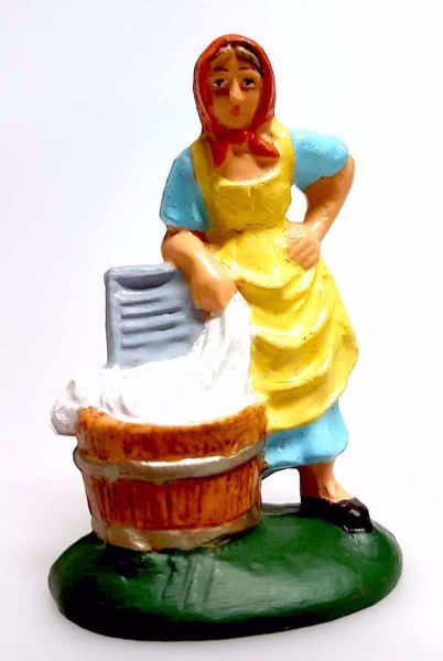 Immagine di Donna con panni Presepe Pellegrini 6 cm piccolo economico colorato