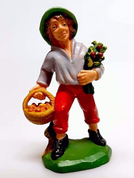 Immagine di Pastore con frutta Presepe Pellegrini 6 cm piccolo economico colorato