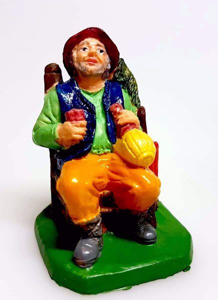Imagen de Pastor sentado con frasco Belén Pellegrini 6 cm plástico pintado
