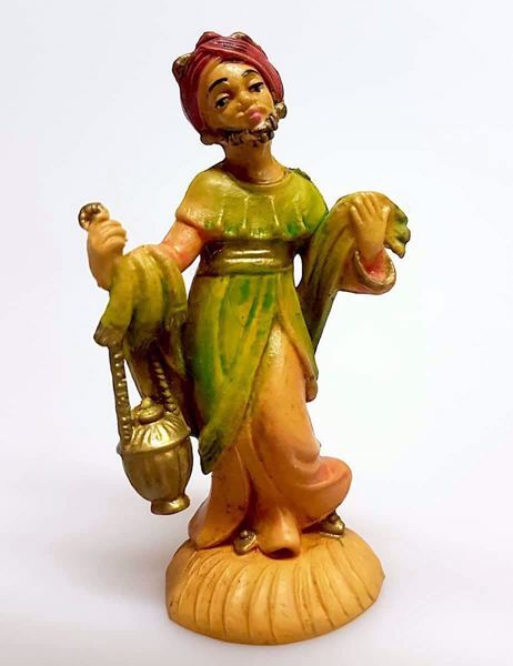 Immagine di Re Magio Moro statuina Presepe Pellegrini 6 cm piccolo economico tinto legno