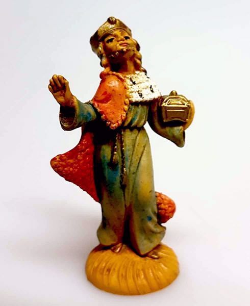 Immagine di Re Magio Bianco statuina Presepe Pellegrini 6 cm piccolo economico tinto legno