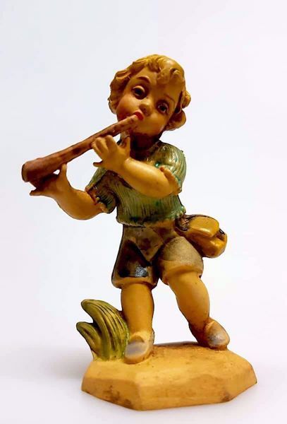 Immagine di Pastore con flauto Presepe Pellegrini 6 cm piccolo economico tinto legno