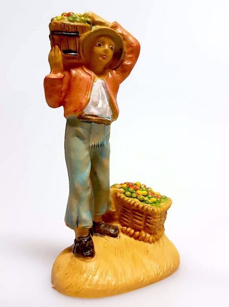 Immagine di Pastore con frutta Presepe Pellegrini 6 cm piccolo economico tinto legno