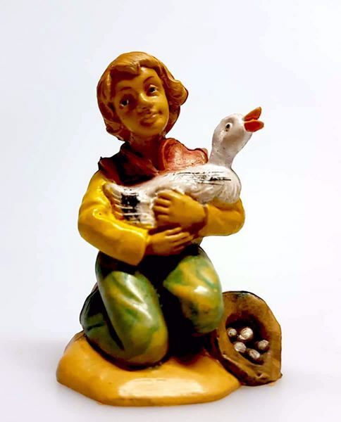 Immagine di Pastore con oca Presepe Pellegrini 6 cm piccolo economico tinto legno