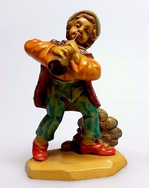 Immagine di Pastore con Piffero Presepe Pellegrini 6 cm piccolo economico tinto legno