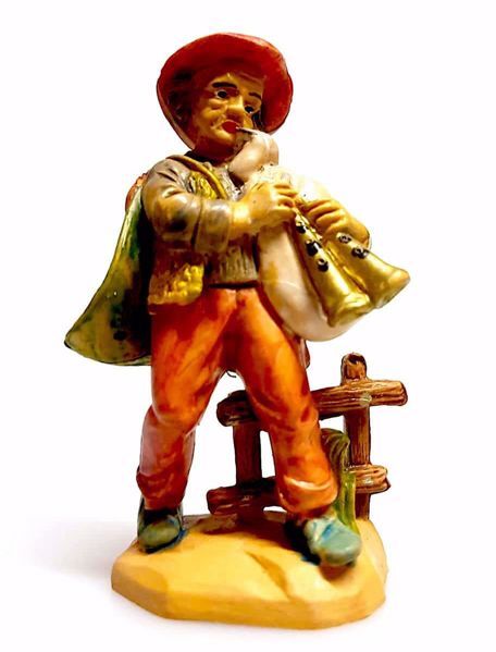 Immagine di Zampognaro Presepe Pellegrini 6 cm piccolo economico tinto legno