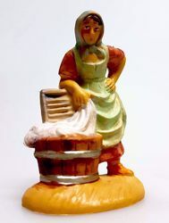 Immagine di Donna con Panni cm 6 (2,4 inch) Presepe Pellegrini Tinto Legno Statua in plastica PVC Arabo tradizionale piccolo per interno esterno 