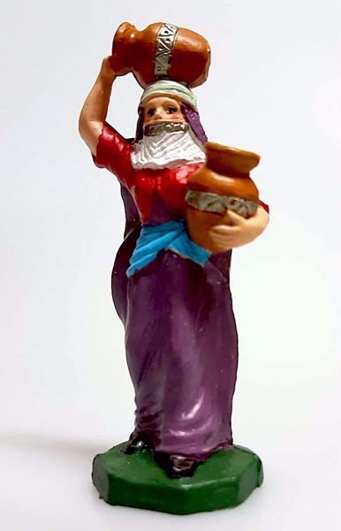 Picture of Arab Woman With Amphoras cm 8 (3,1 inch) Pellegrini Nativity Scene small size Statue Bright Colors plastic PVC traditional Arabic indoor outdoor use 
