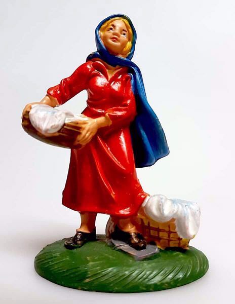 Immagine di Donna che lava Presepe Pellegrini 8 cm piccolo economico colorato