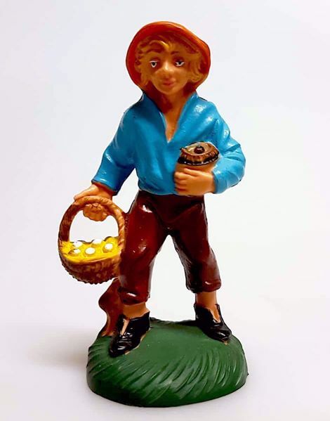 Immagine di Pastore con uova Presepe Pellegrini 8 cm piccolo economico colorato