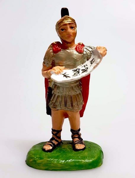 Picture of Soldier with Parchment cm 8 (3,1 inch) Pellegrini Nativity Scene small size Statue Bright Colors plastic PVC traditional Arabic indoor outdoor use 