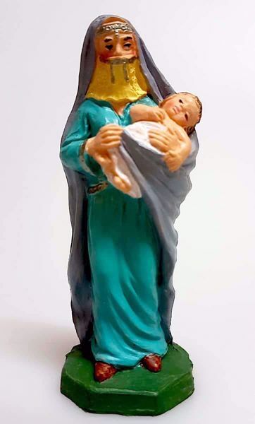 Immagine di Donna Araba con Bambino cm 10 (3,9 inch) Presepe Pellegrini Colorato Statua in plastica PVC Arabo tradizionale piccolo per interno esterno 