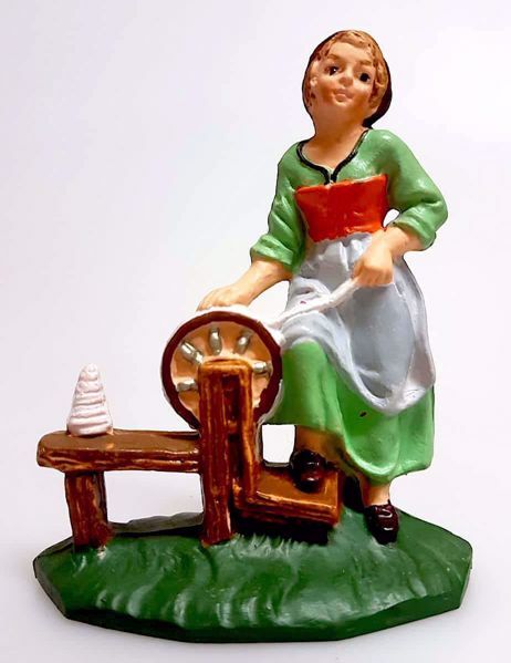 Imagen de Mujer Hilando Belén Pellegrini 10 cm plástico barato pintado