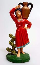 Immagine di Donna con Brocche cm 10 (3,9 inch) Presepe Pellegrini Colorato Statua in plastica PVC Arabo tradizionale piccolo per interno esterno 