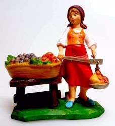 Picture of Woman with Fruit cm 10 (3,9 inch) Pellegrini Nativity Scene small size Statue Bright Colors plastic PVC traditional Arabic indoor outdoor use 