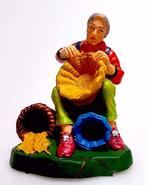Immagine di Impagliatore Presepe Pellegrini 10 cm plastica economico colorato