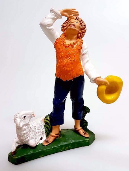 Picture of Shepherd looking at the stars Pellegrini Nativity 10 cm (3,9 inch) inexpensive plastic