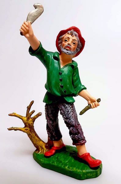 Immagine di Pastore con accetta Presepe Pellegrini 10 cm plastica economico colorato