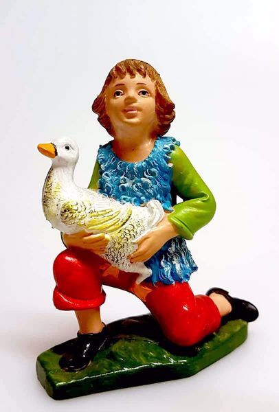 Immagine di Pastore con oca Presepe Pellegrini 10 cm plastica economico colorato