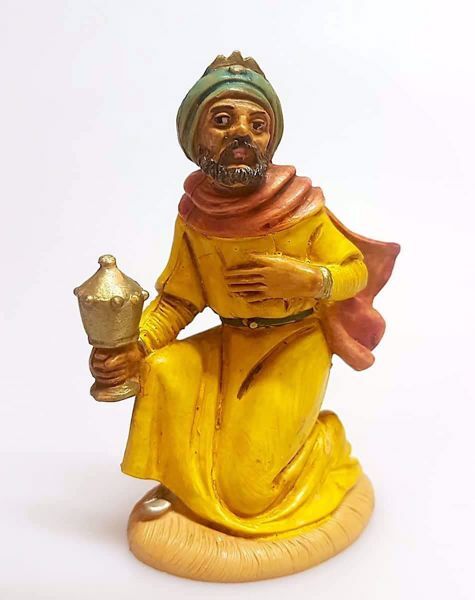 Picture of Melchior Saracen Wise King cm 10 (3,9 inch) Pellegrini Nativity Scene small size Statue Wood Stained plastic PVC traditional Arabic indoor outdoor use 