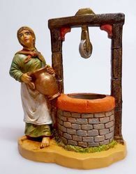 Picture of Woman at the Well cm 10 (3,9 inch) Pellegrini Nativity Scene small size Statue Wood Stained plastic PVC traditional Arabic indoor outdoor use 