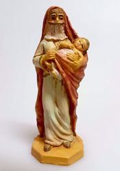 Imagen de Mujer árabe con niño cm 10 (3,9 inch) Belén Pellegrini Estatua en plástico PVC árabe tradicional pequeño Efecto Madera para uso en interior exterior