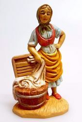 Immagine di Donna che lava cm 10 (3,9 inch) Presepe Pellegrini Tinto Legno Statua in plastica PVC Arabo tradizionale piccolo per interno esterno 