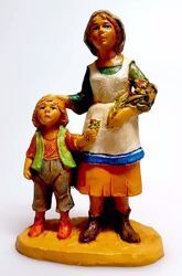 Immagine di Donna con Bambino cm 10 (3,9 inch) Presepe Pellegrini Tinto Legno Statua in plastica PVC Arabo tradizionale piccolo per interno esterno 