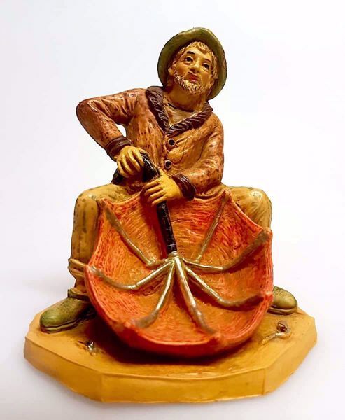 Picture of Umbrellamaker cm 10 (3,9 inch) Pellegrini Nativity Scene small size Statue Wood Stained plastic PVC traditional Arabic indoor outdoor use 