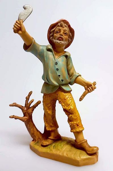 Immagine di Pastore con accetta Presepe Pellegrini 10 cm plastica economico italiano tinto legno