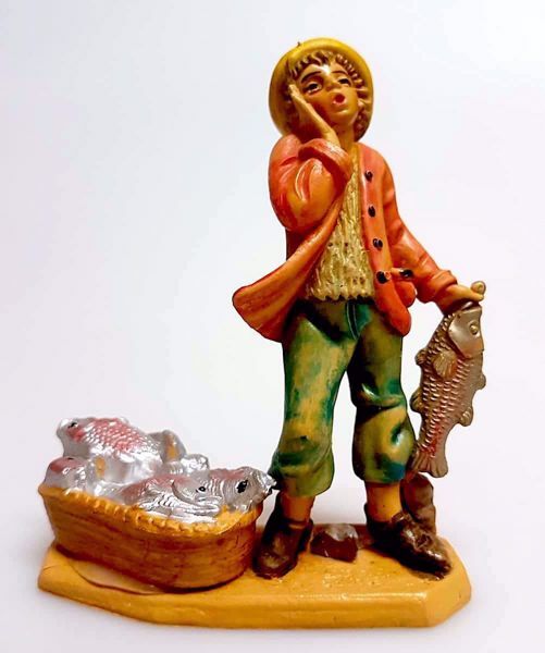 Immagine di Pescivendolo Presepe Pellegrini 10 cm plastica economico italiano tinto legno