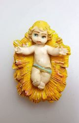 Immagine di Gesù Bambino in Culla cm 11 (4,3 inch) Presepe Pellegrini effetto Porcellana Statua in plastica PVC Arabo tradizionale piccolo per interno esterno 