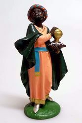 Picture of Balthazar Black Wise King cm 11 (4,3 inch) Pellegrini Nativity Scene small size Statue Bright Colors plastic PVC traditional Arabic indoor outdoor use 
