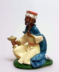 Picture of Melchior Saracen Wise King cm 11 (4,3 inch) Pellegrini Nativity Scene small size Statue Bright Colors plastic PVC traditional Arabic indoor outdoor use 