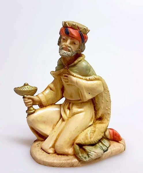 Immagine di Re Magio Mulatto statuina Presepe Pellegrini 11 cm plastica effetto porcellana
