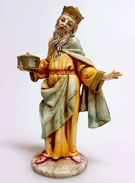 Picture of Caspar White Wise King cm 11 (4,3 inch) Pellegrini Nativity Scene small size Statue in Porcelain stained plastic PVC traditional Arabic indoor outdoor use 