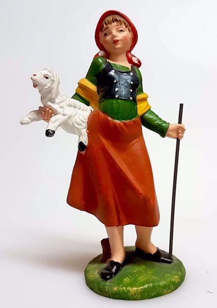 Immagine di Donna con bastone Presepe Pellegrini 11 cm plastica economico colorato