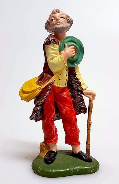 Immagine di Pastore con Bastone cm 11 (4,3 inch) Presepe Pellegrini Colorato Statua in plastica PVC Arabo tradizionale piccolo per interno esterno 