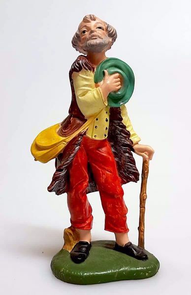Immagine di Pastore con bastone Presepe Pellegrini 11 cm plastica economico colorato
