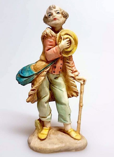 Immagine di Pastore con bastone Presepe Pellegrini 11 cm plastica effetto porcellana