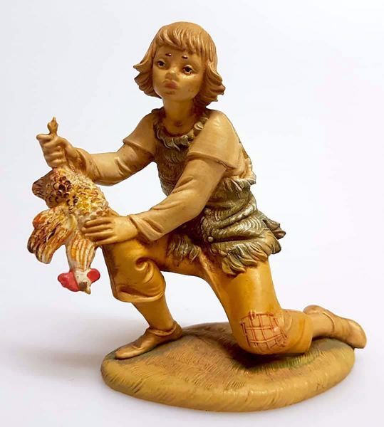 Immagine di Pastore con gallina Presepe Pellegrini 11 cm plastica economico italiano tinto legno