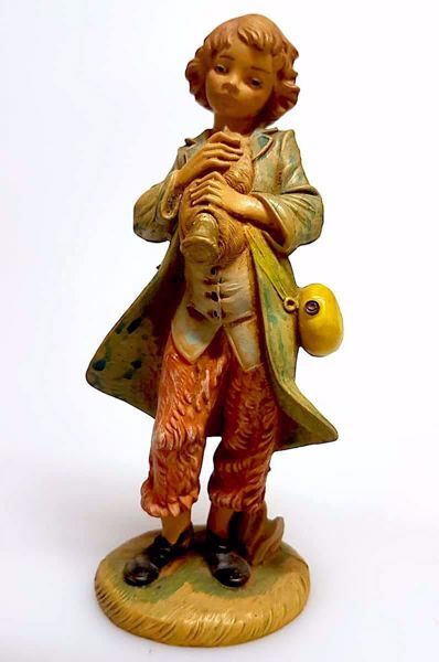 Immagine di Pastore con Piffero Presepe Pellegrini 11 cm plastica economico italiano tinto legno