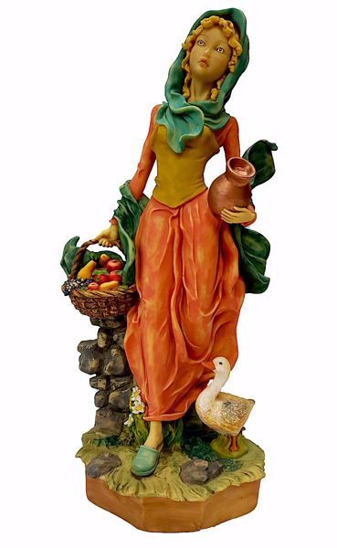 Immagine di Donna con frutta Presepe Pellegrini 50 cm resina grande da esterno