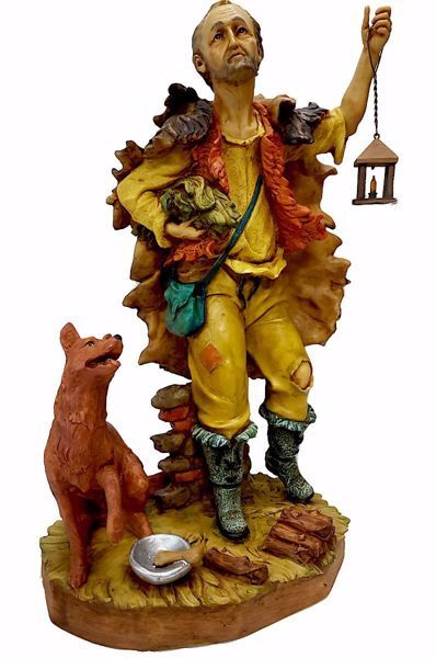 Immagine di Pastore con lanterna e cane Presepe Pellegrini 50 cm resina grande da esterno