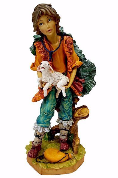 Immagine di Pastore con pecora in braccio Presepe Pellegrini 50 cm resina grande da esterno