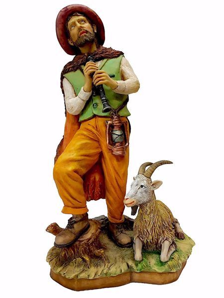 Immagine di Pastore con Piffero e Capra Presepe Pellegrini 50 cm resina grande da esterno